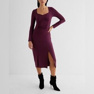Express Deep Burgundy Long Sleeve Dress-Size L